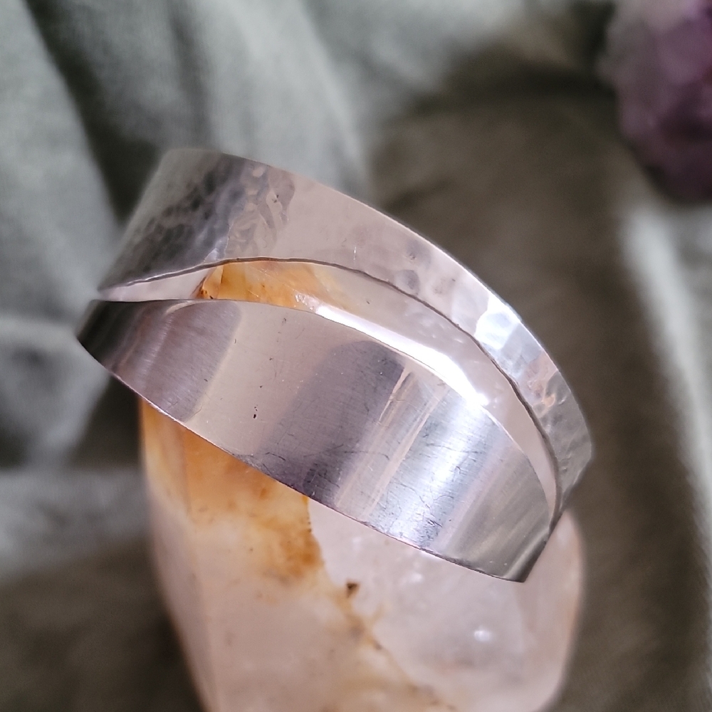 Elegant Silver Hammered Bracelet